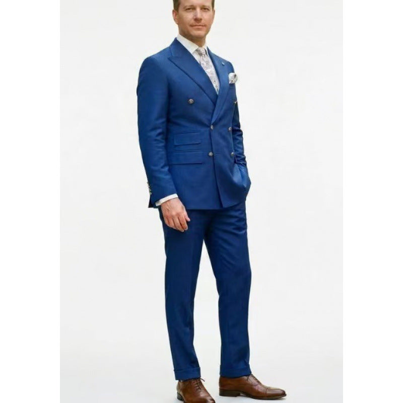 Suit Men's Premium Dress Double-breasted Two-piece Casual Suit Groom's Wedding