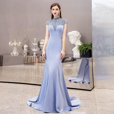 Women's Sexy Evening Dress Mermaid Prom Dresses Long Beaded Formal Dresses for Women - numbersea