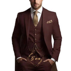 Suit three-piece wedding banquet groom suit gentleman temperament