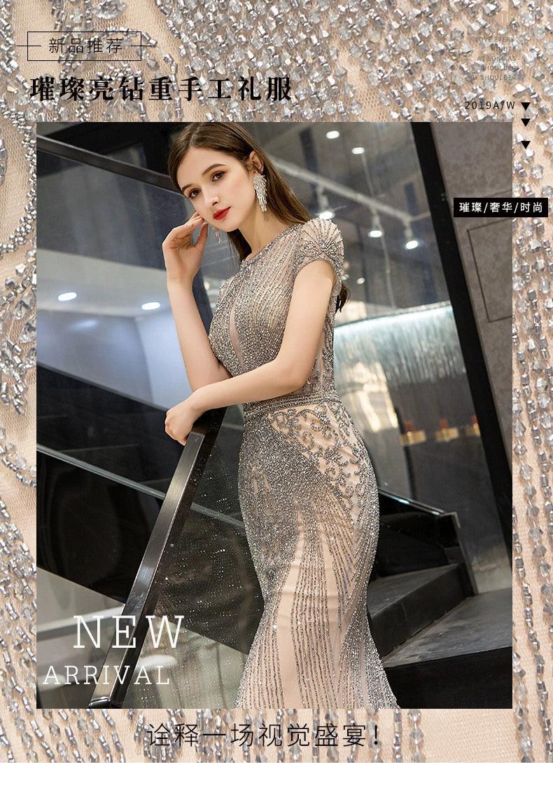 High Quality Mermaid Evening dress For Party Women Beaded Elegant Gown - numbersea