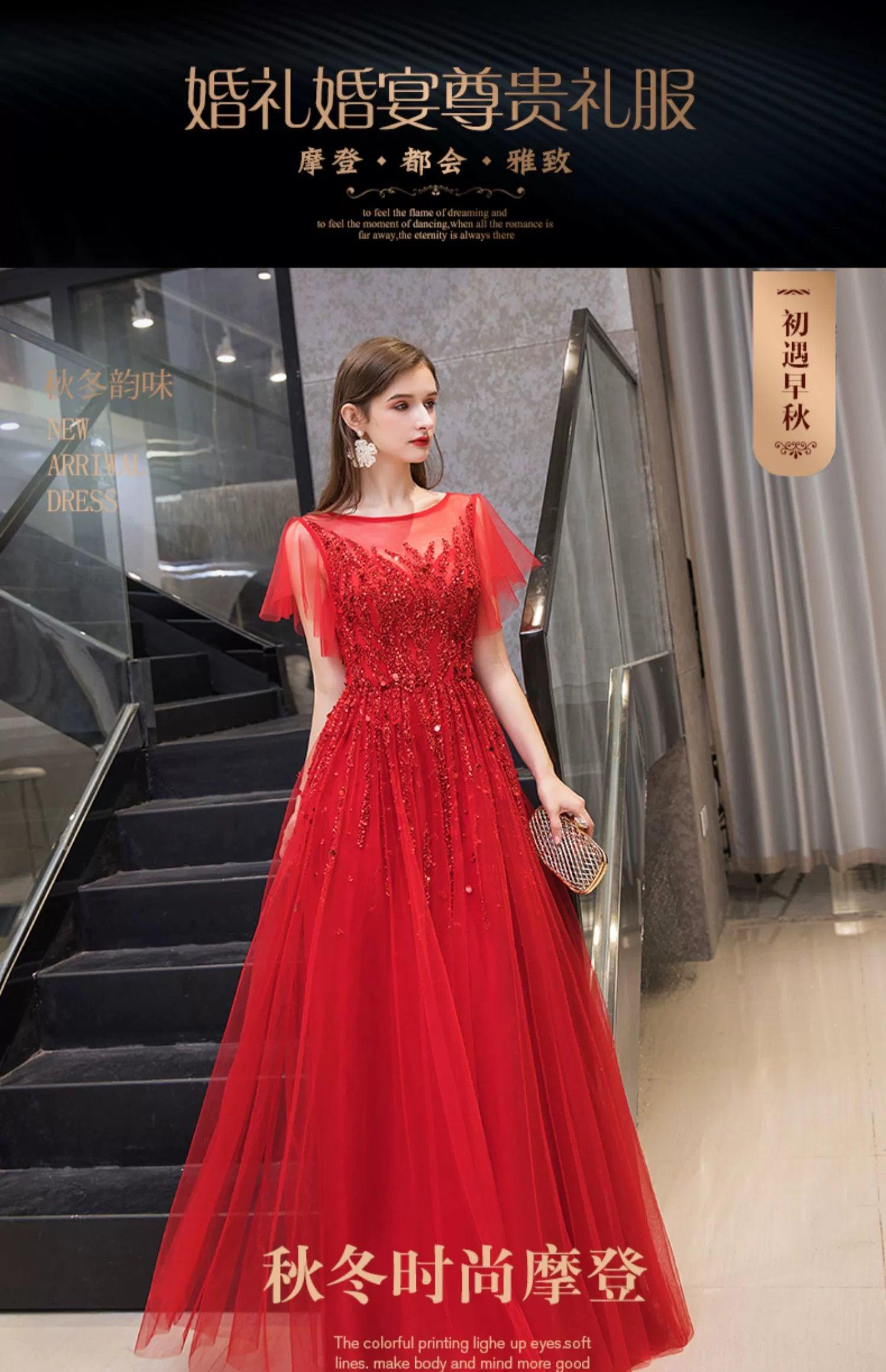 Women's A-Line Evening Dress Sexy Prom Dresses Beaded Formal Dresses for Women - numbersea