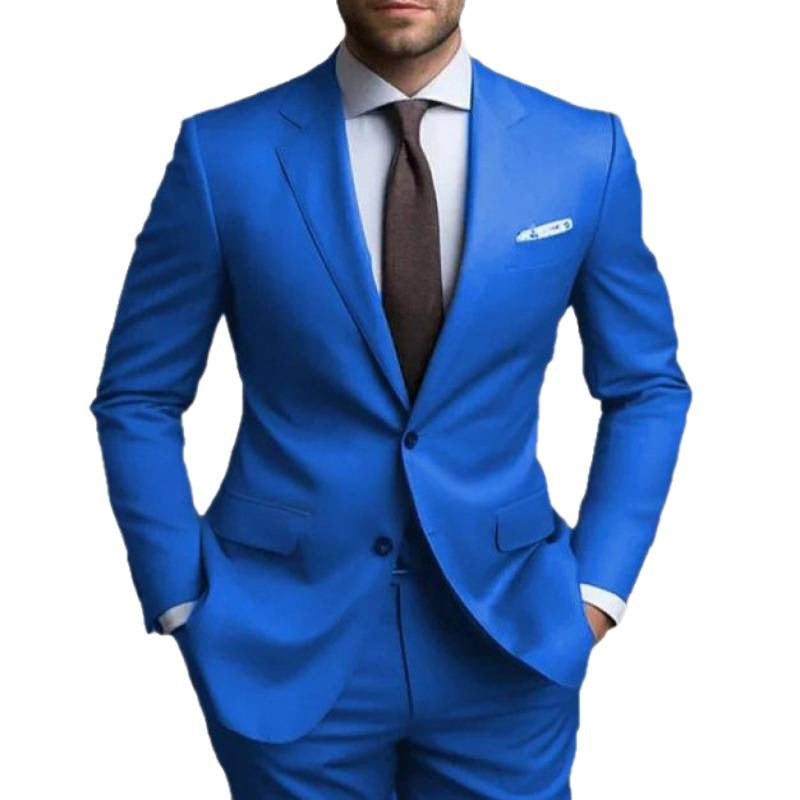 Textured suit two-piece high-end business casual suit men's fashion wedding best man suit
