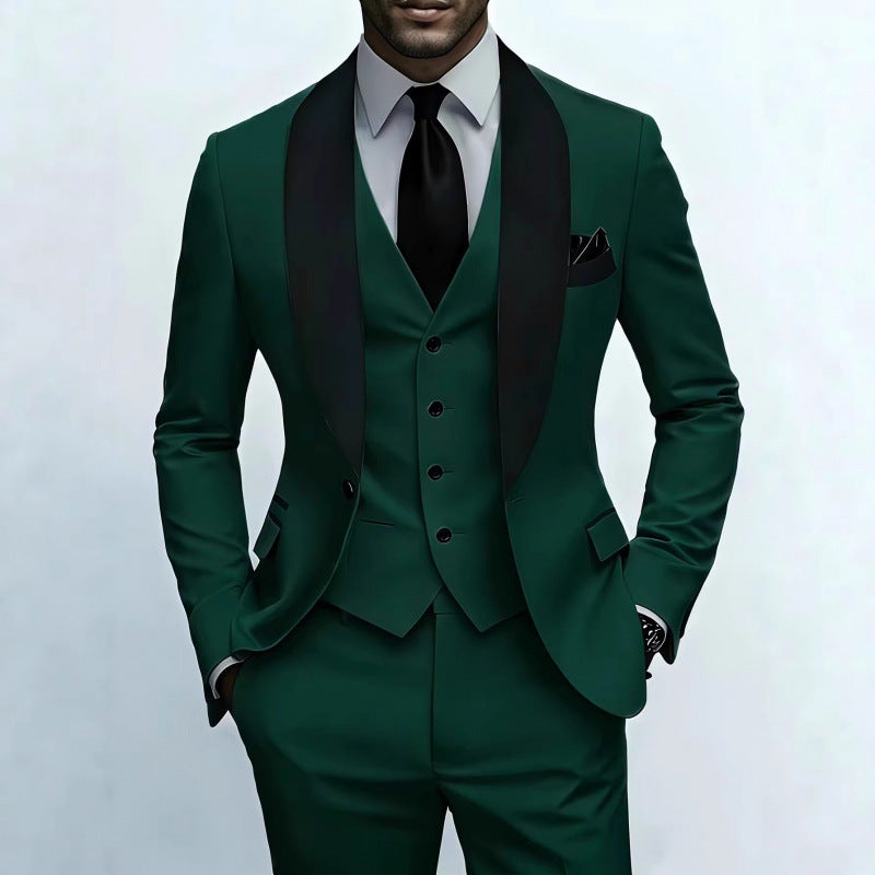 Three-piece men's suit suit high-end sense slim groom best man dress simple performance suit