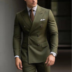Suit Men's Premium Dress Double-breasted Two-piece Casual Suit Groom's Wedding