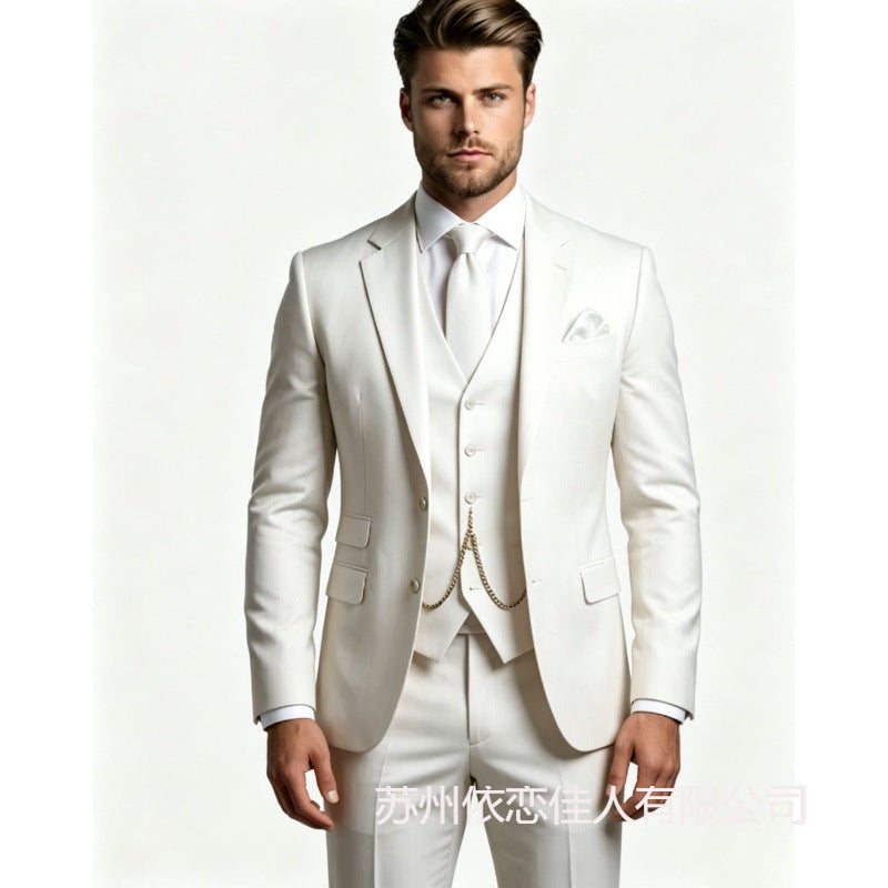Men's suit three-piece Amazon suit dress suit high-end temperament wedding best man suit