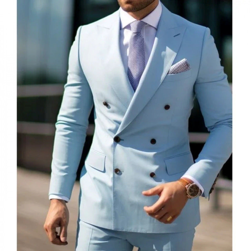 Suit Men's Suit Two-piece Slim-fit Business Groom Wedding Best Man Casual Suit Dress Men