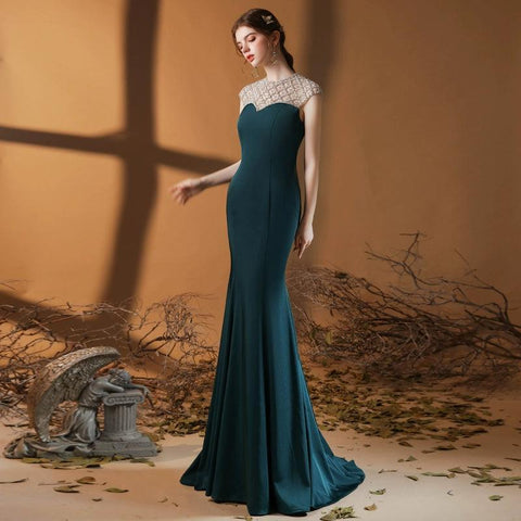 Women's Mermaid Evening Dress 2024 Prom Dresses New Wedding Dresses Sleeveless for Wedding Party - numbersea