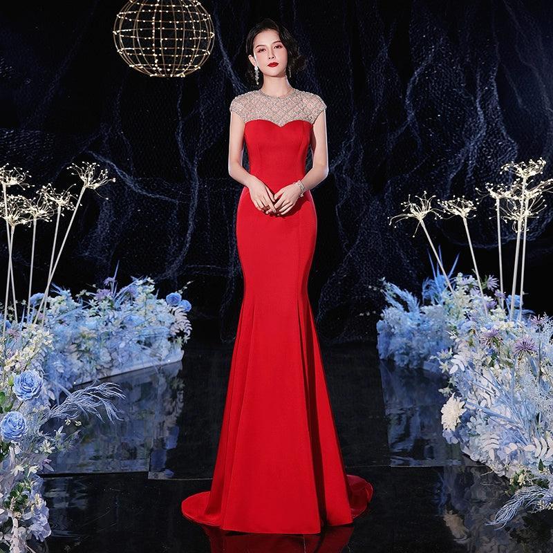 Women's Mermaid Evening Dress 2024 Prom Dresses New Wedding Dresses Sleeveless for Wedding Party - numbersea