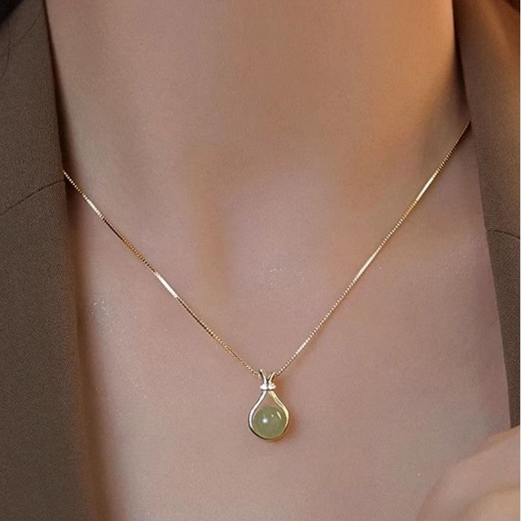 Opal lucky bag necklace women's light luxury niche pendant collarbone chain exquisite versatile new popular neck chain