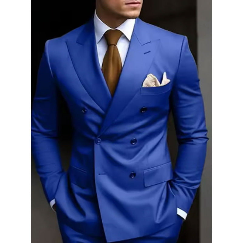 Suit Men's Suit Two-piece Slim-fit Business Groom Wedding Best Man Casual Suit Dress Men