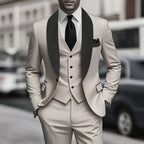 Three-piece men's suit suit high-end sense slim groom best man dress simple performance suit