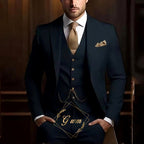 Suit three-piece wedding banquet groom suit gentleman temperament