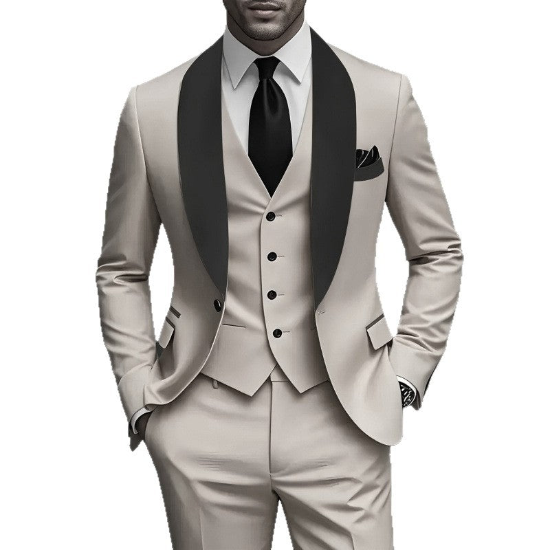 Three-piece men's suit suit high-end sense slim groom best man dress simple performance suit