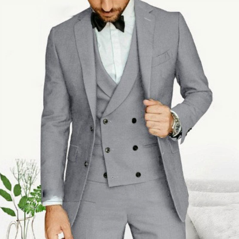 Men's suit suit high-end business casual groom best man slim three-piece banquet suit