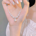 New best-selling necklace, silver pearl pendant, necklace, elegant fashion, and sophisticated collarbone chain