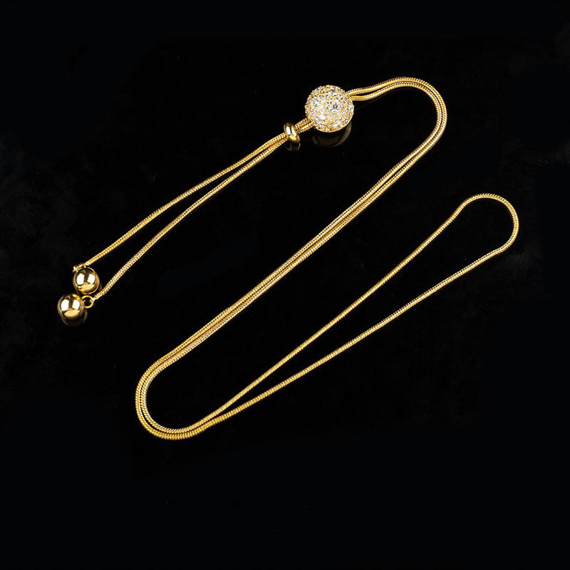 Versatile autumn and winter new trendy ball pendant sweater chain women's long tassel fashion high-end explosive necklace