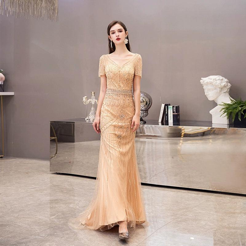 Women's Mermaid Evening Dress Sexy Prom Dresses Long Beaded Formal Dresses for Women - numbersea