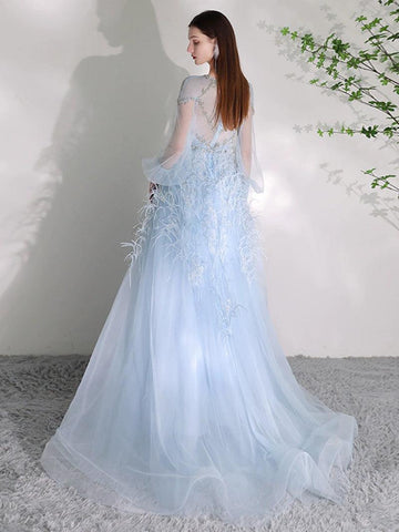 Women's A-Line Evening Dress Sexy Prom Dresses Beaded Formal Dresses for Women - numbersea