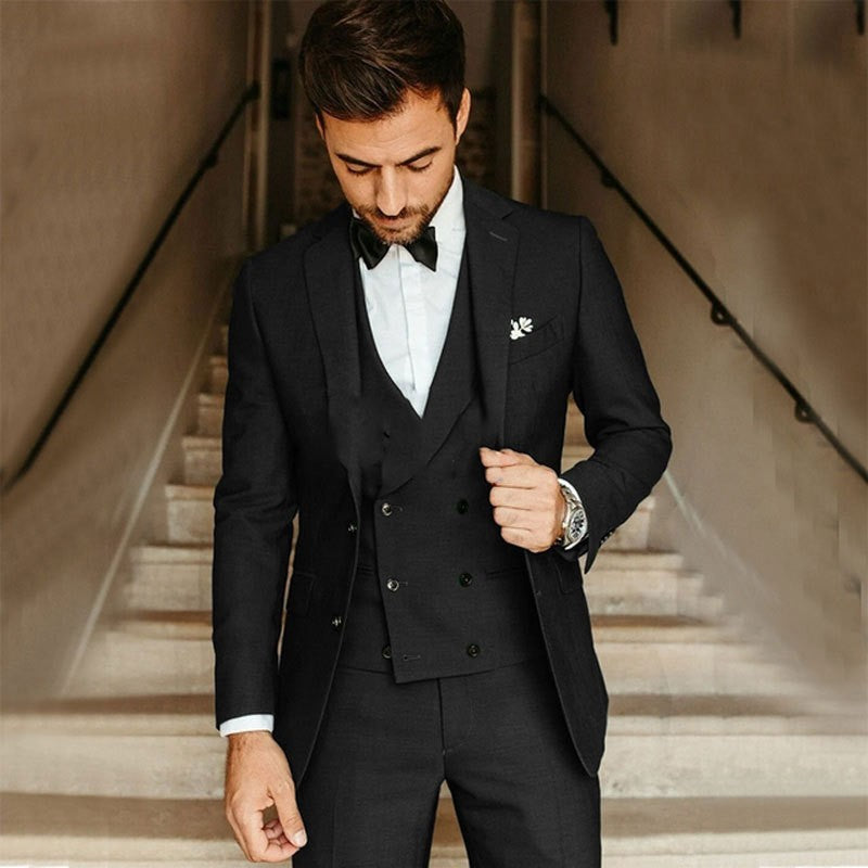Men's suit suit high-end business casual groom best man slim three-piece banquet suit