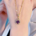 Korean Internet celebrities inlaid purple zircon pendant new women's light luxury high-end cold wind neck chain collarbone chain accessories
