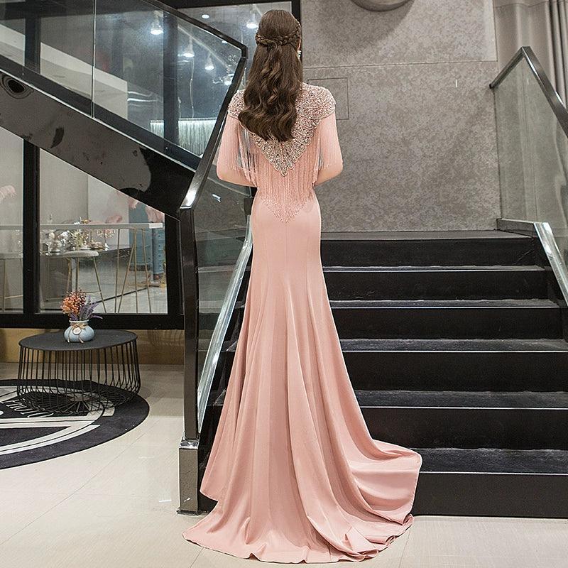 Women's Mermaid Evening Dress Sexy Beaded Prom Dresses for Women Long Lace Formal Dresses - numbersea