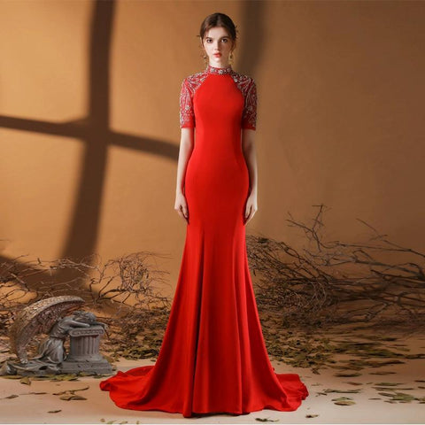 Women's Mermaid Evening Dress New Wedding Dresses for Wedding Party Long Formal Dresses - numbersea