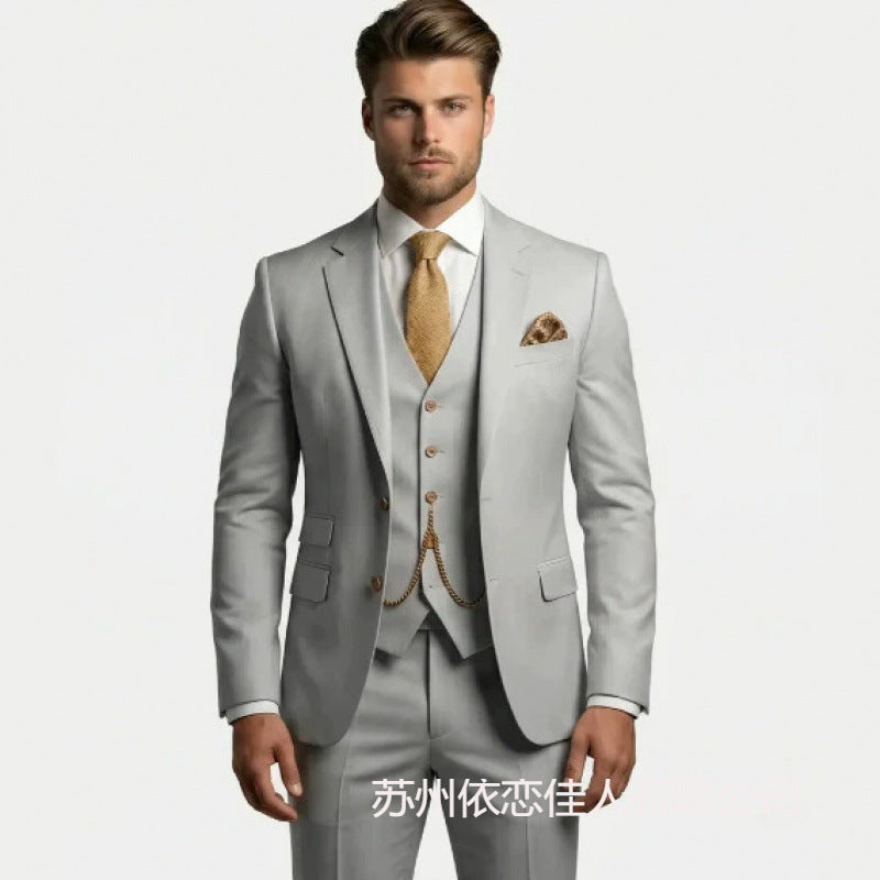 Men's suit three-piece Amazon suit dress suit high-end temperament wedding best man suit