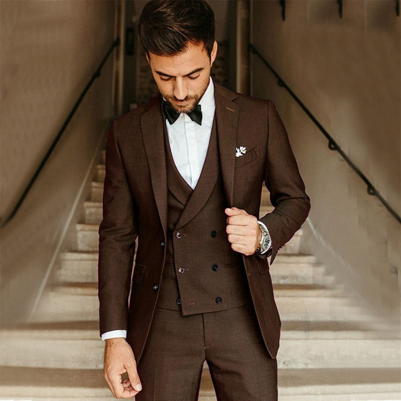 Men's suit suit high-end business casual groom best man slim three-piece banquet suit