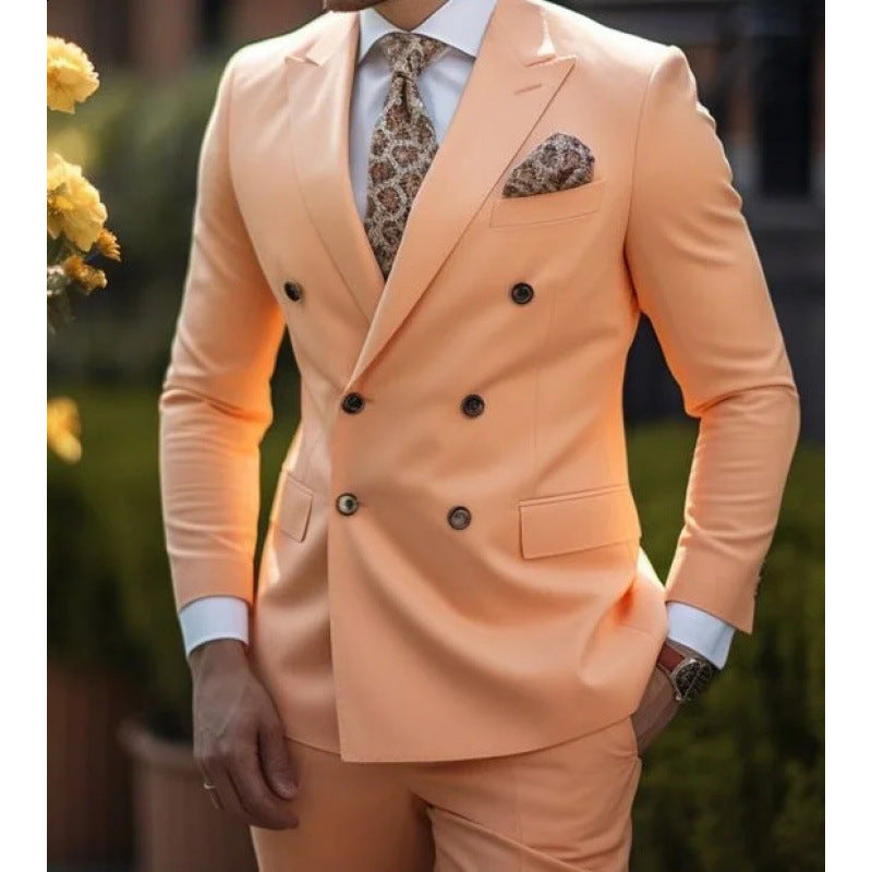 Suit Men's Suit Two-piece Slim-fit Business Groom Wedding Best Man Casual Suit Dress Men