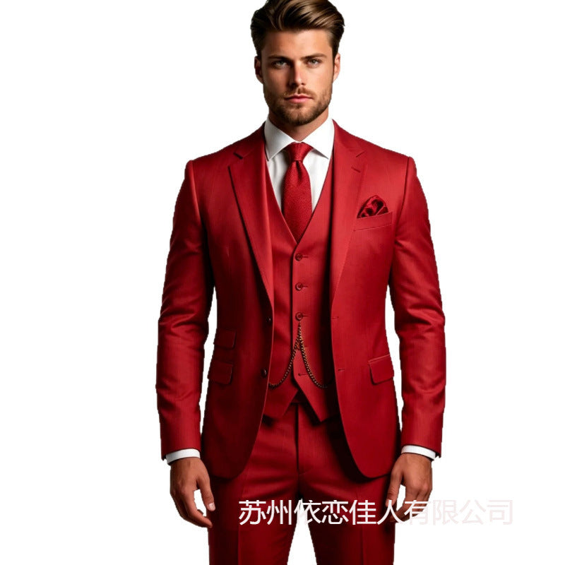 Men's suit three-piece Amazon suit dress suit high-end temperament wedding best man suit