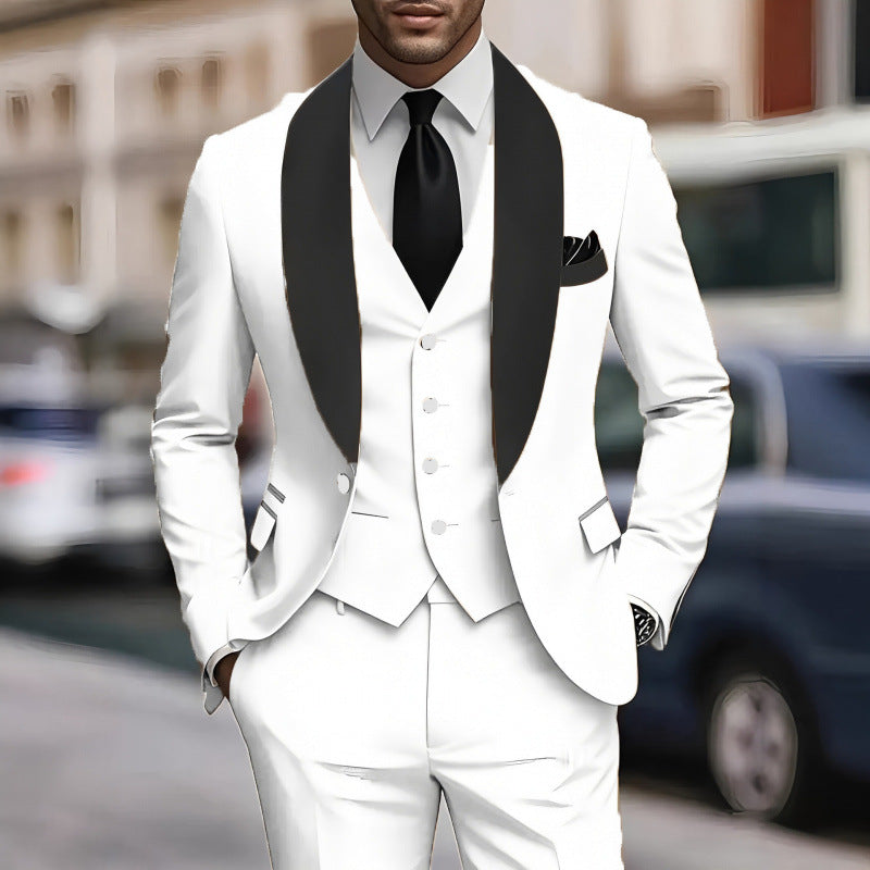 Three-piece men's suit suit high-end sense slim groom best man dress simple performance suit