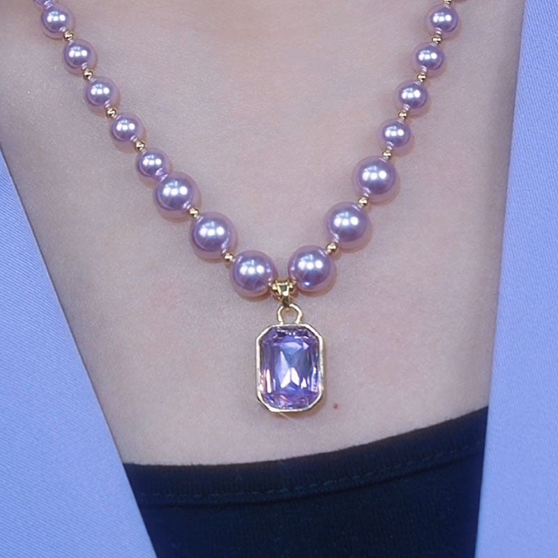 Long pearl necklace crystal pendant women's high-end atmosphere versatile pendant simple high-end sweater chain with accessories