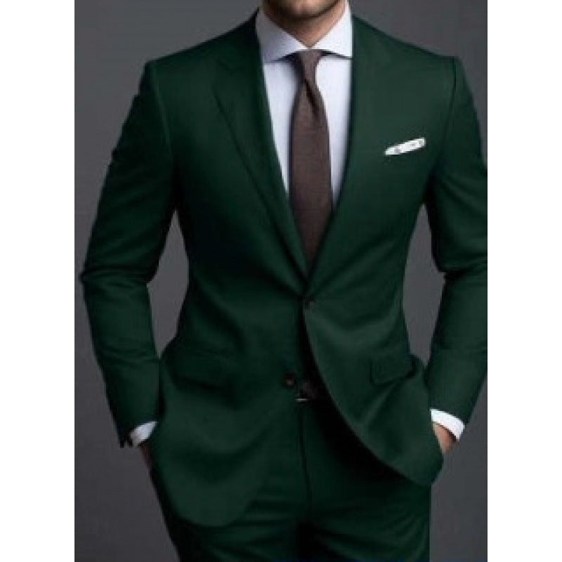 Textured suit two-piece high-end business casual suit men's fashion wedding best man suit