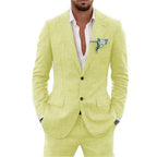 Linen suit two-piece men's banquet casual slim temperament suit
