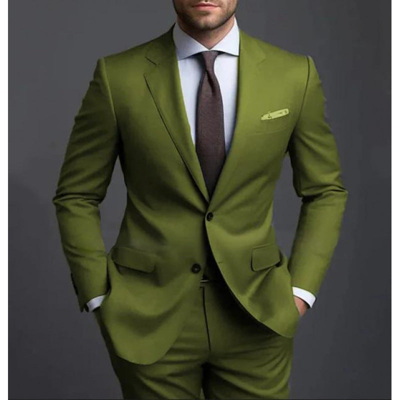 Textured suit two-piece high-end business casual suit men's fashion wedding best man suit
