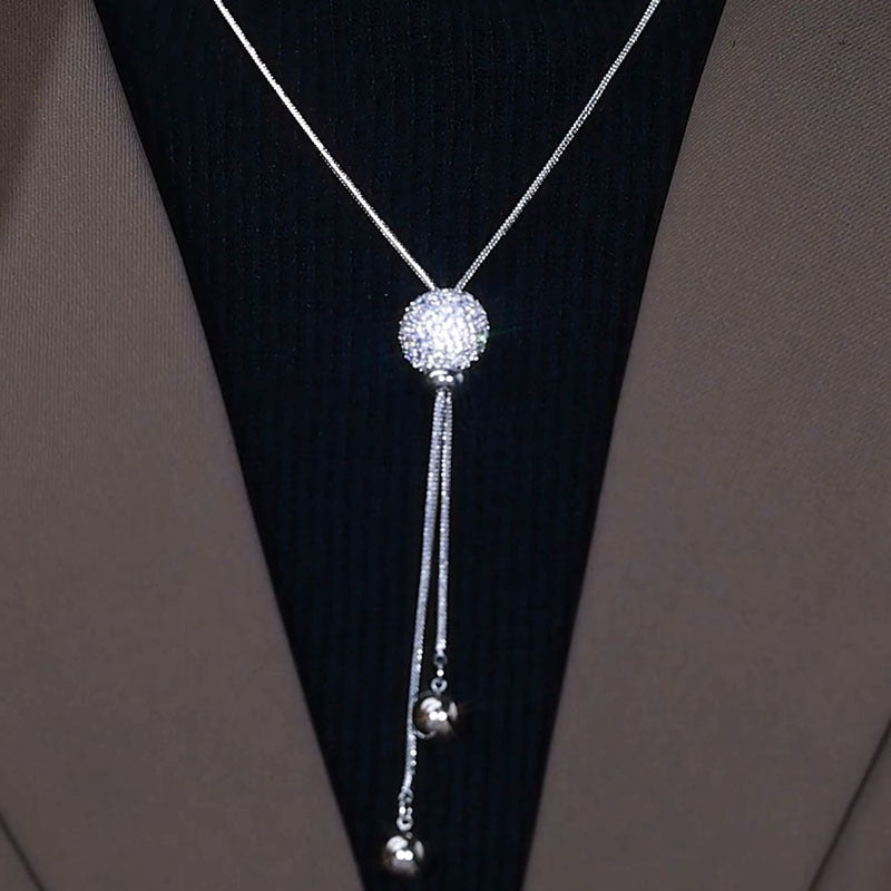 Versatile autumn and winter new trendy ball pendant sweater chain women's long tassel fashion high-end explosive necklace