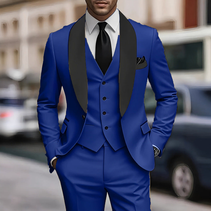Three-piece men's suit suit high-end sense slim groom best man dress simple performance suit