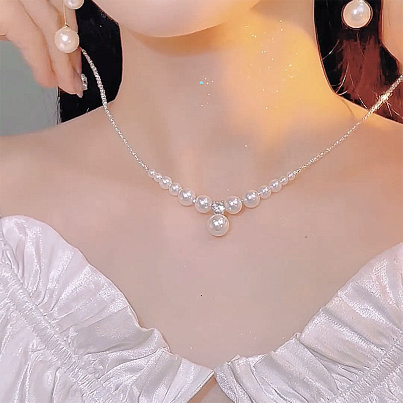New best-selling necklace, silver pearl pendant, necklace, elegant fashion, and sophisticated collarbone chain