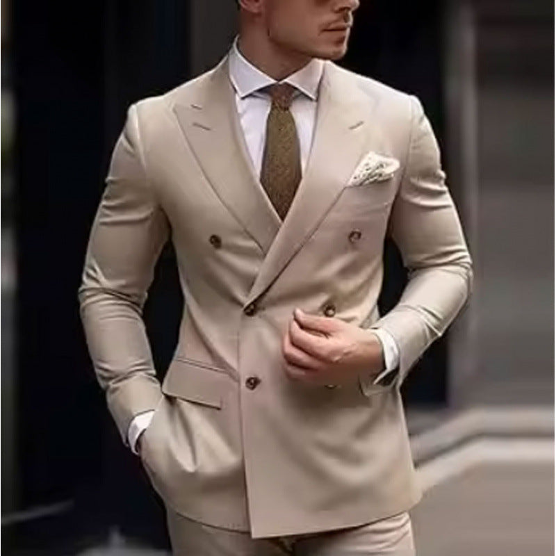 Suit Men's Suit Two-piece Slim-fit Business Groom Wedding Best Man Casual Suit Dress Men