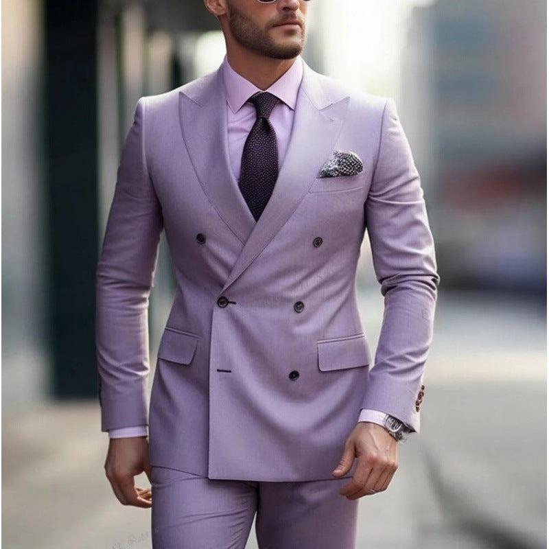 Suit Men's Premium Dress Double-breasted Two-piece Casual Suit Groom's Wedding