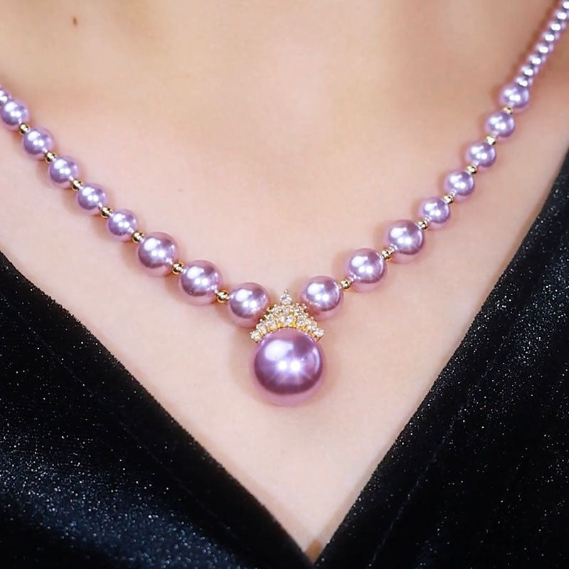 Unique design sense French elegant atmosphere queen zircon pearl necklace autumn new versatile collarbone chain