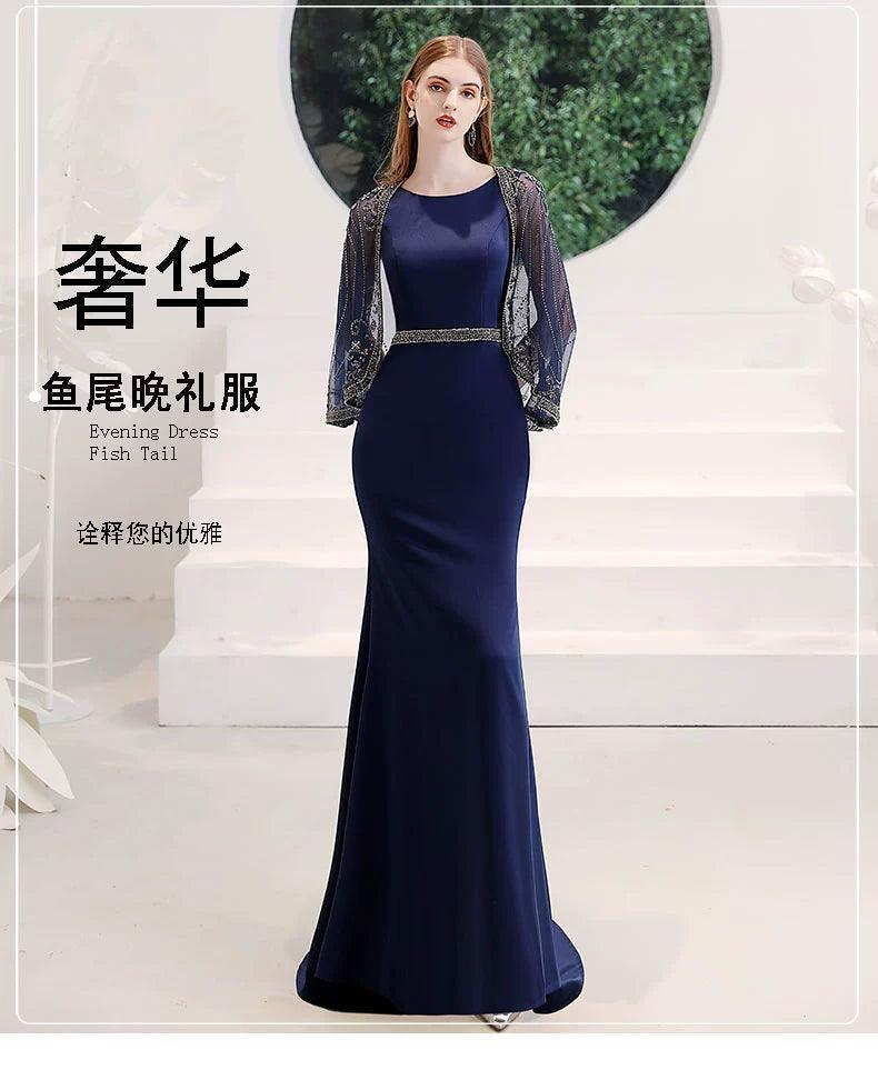 Women's Mermaid Evening Dress Sexy Beaded Prom Dresses for Women Long Formal Dresses - numbersea