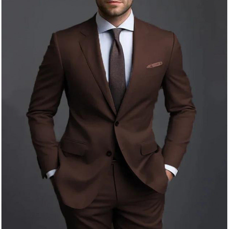 Textured suit two-piece high-end business casual suit men's fashion wedding best man suit