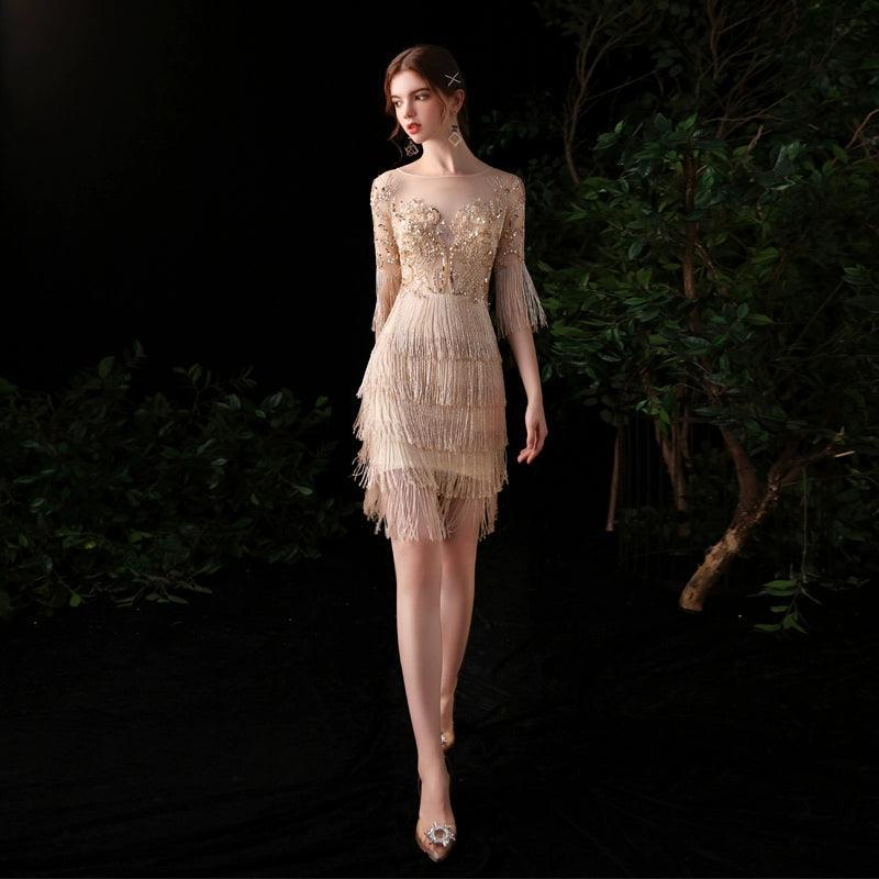 Women's Sexy Evening Dress short Prom Dresses for Women Beaded Formal Dresses - numbersea