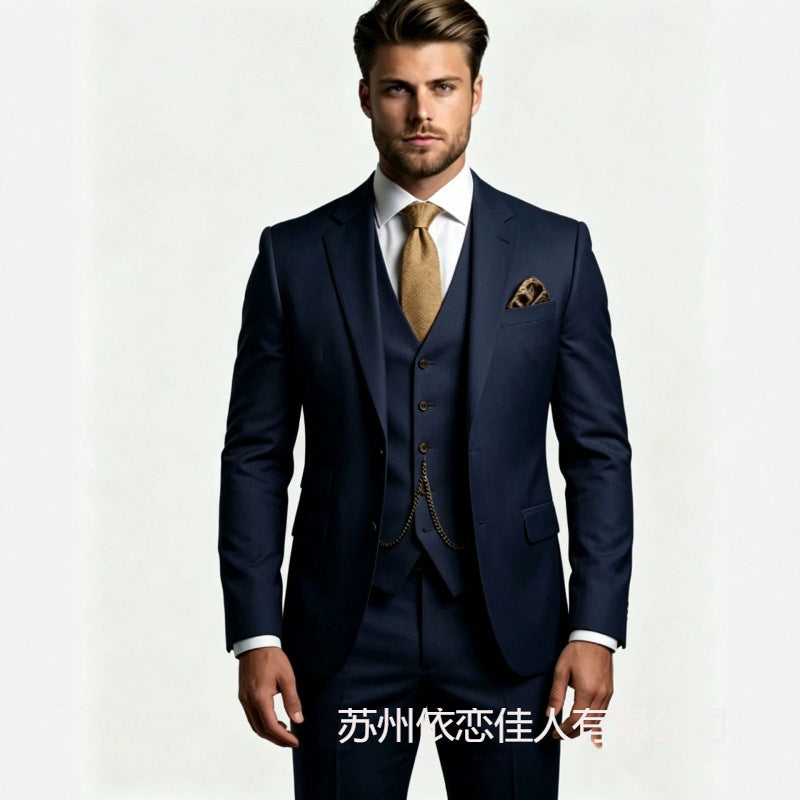 Men's suit three-piece Amazon suit dress suit high-end temperament wedding best man suit