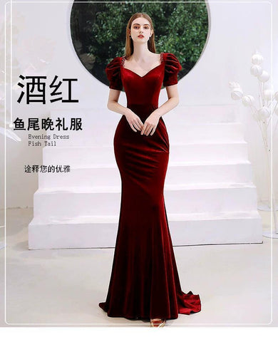 Women's Mermaid Evening Dress V-Neck Beaded Formal Dresses Long Sexy Prom Dresses for Women - numbersea