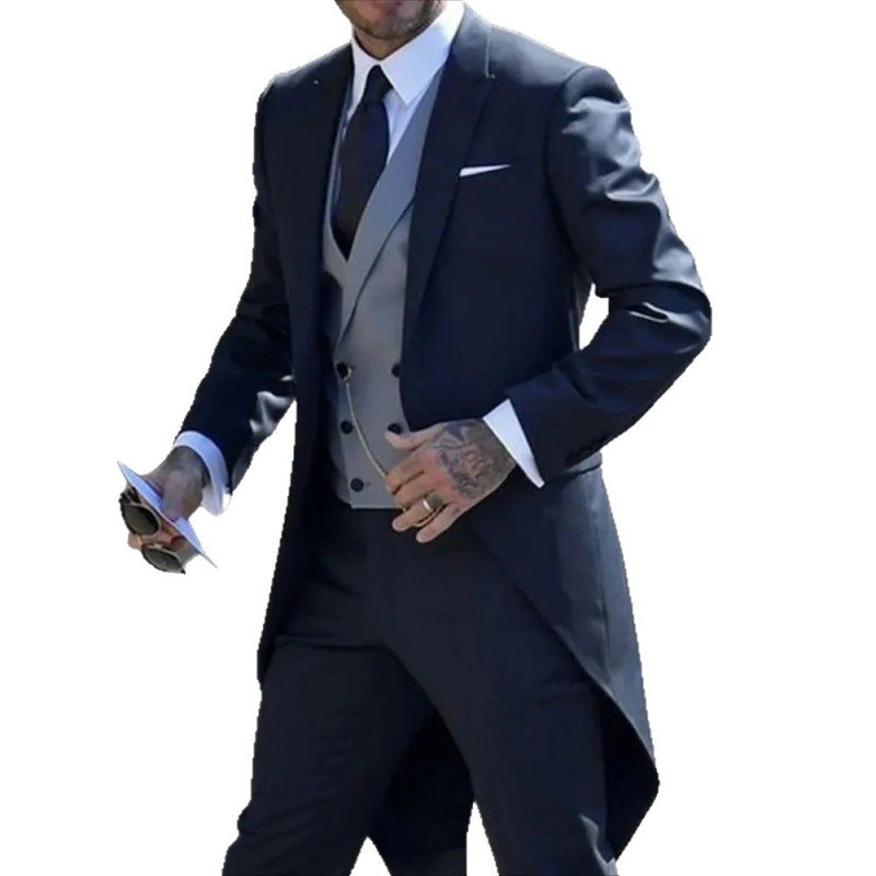 Men's slim-fit dress temperament British style blazer banquet stage conductor performance tuxedo