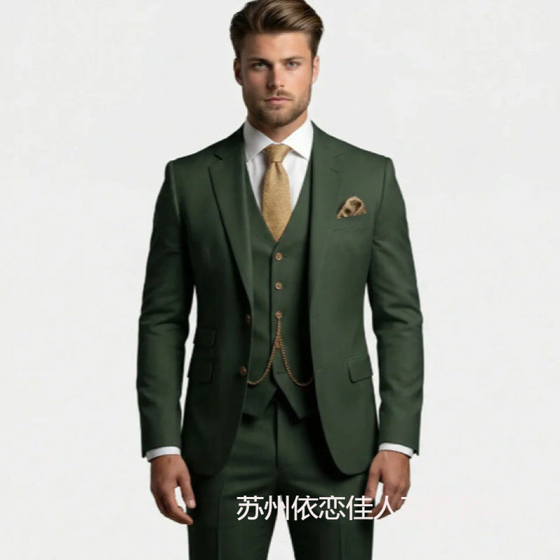 Men's suit three-piece Amazon suit dress suit high-end temperament wedding best man suit