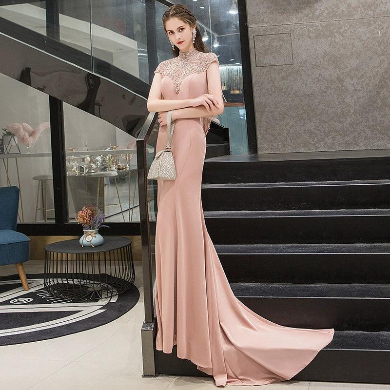 Women's Mermaid Evening Dress Sexy Beaded Prom Dresses for Women Long Lace Formal Dresses - numbersea