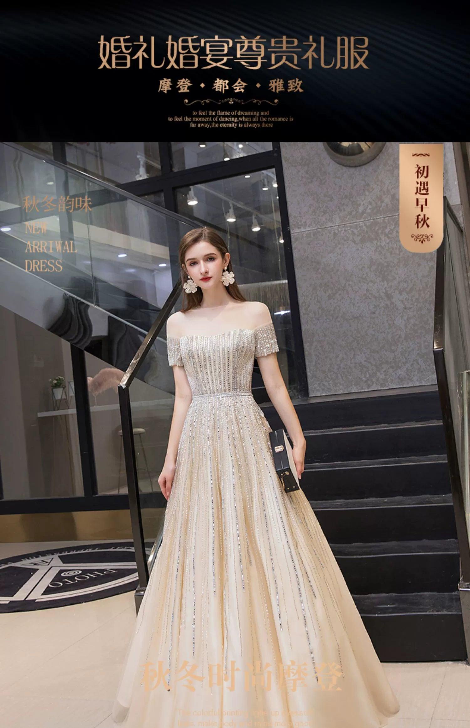 Women's Sexy Evening Dress A-Line Prom Dresses Beaded Formal Dresses for Women - numbersea